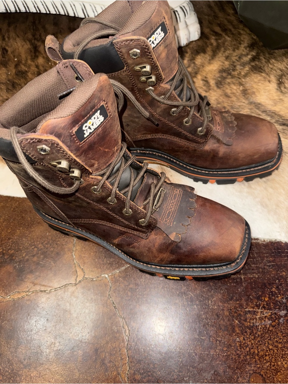 Cody James Men’s Brown Leather Work Boots